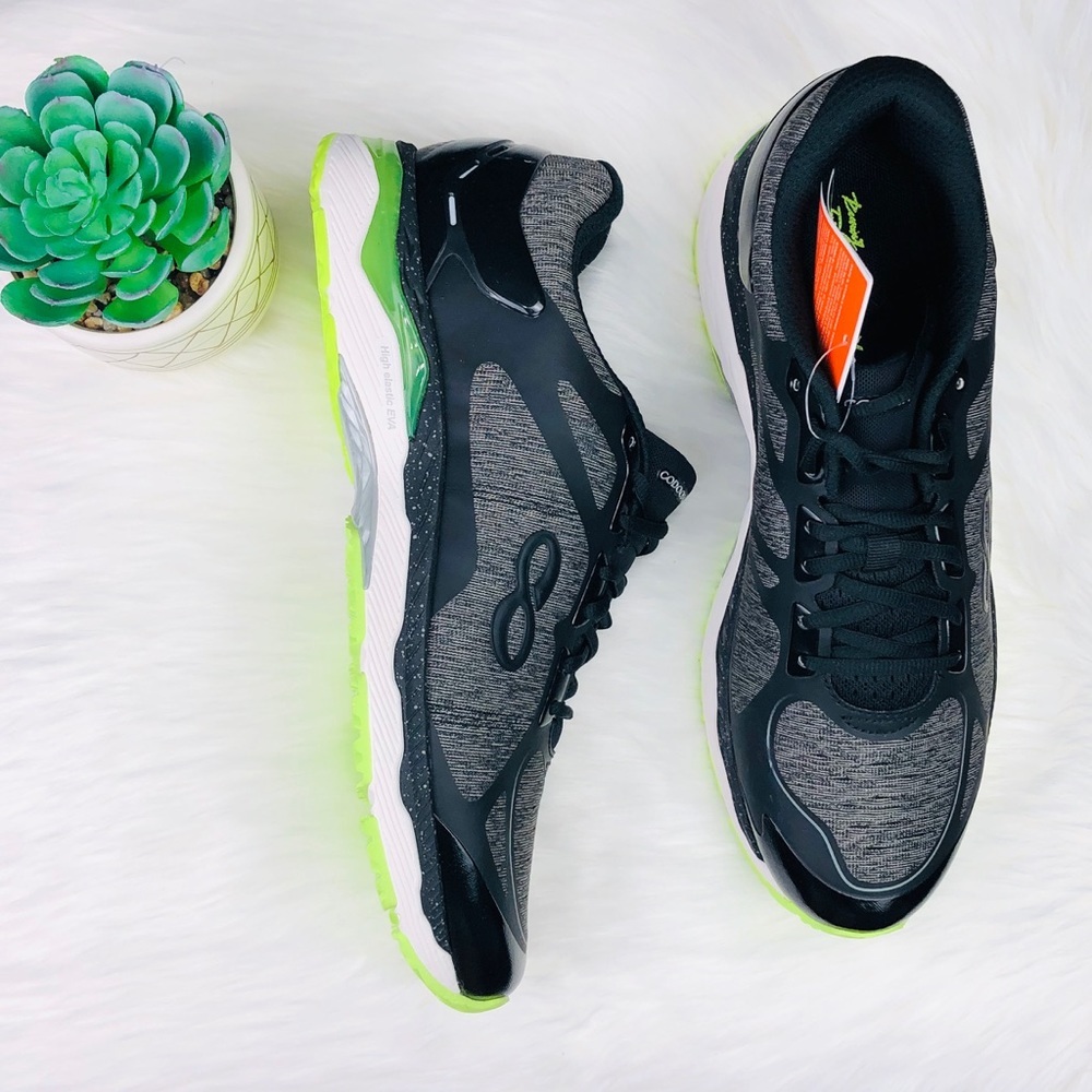 MENS RUNNING SHOES BLACK WITH NEON YELLOW